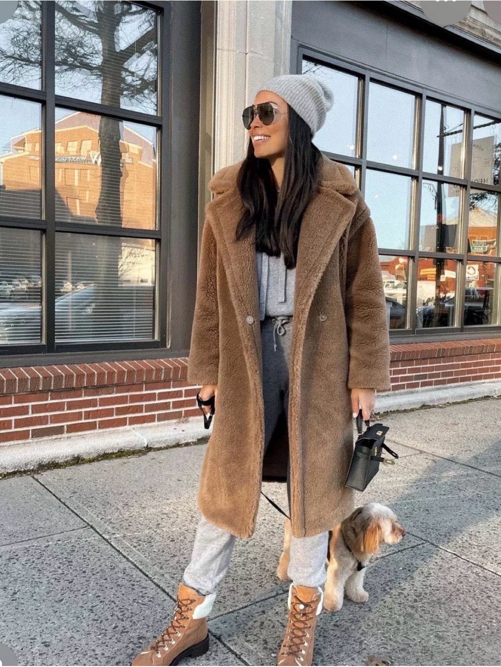 Universal Thread Women's Brown Teddy Faux-Fur Long Coat